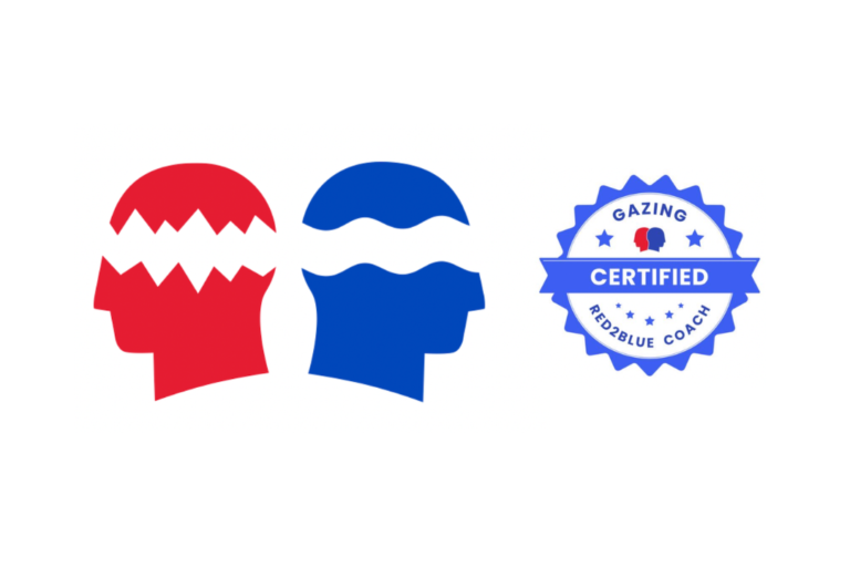 Logo and badge for Red2Blue certified coach.